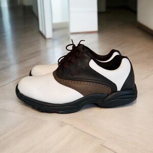 FootJoy GreenJoys Mens Golf Shoes Size 10 Wide White/Brown 45402